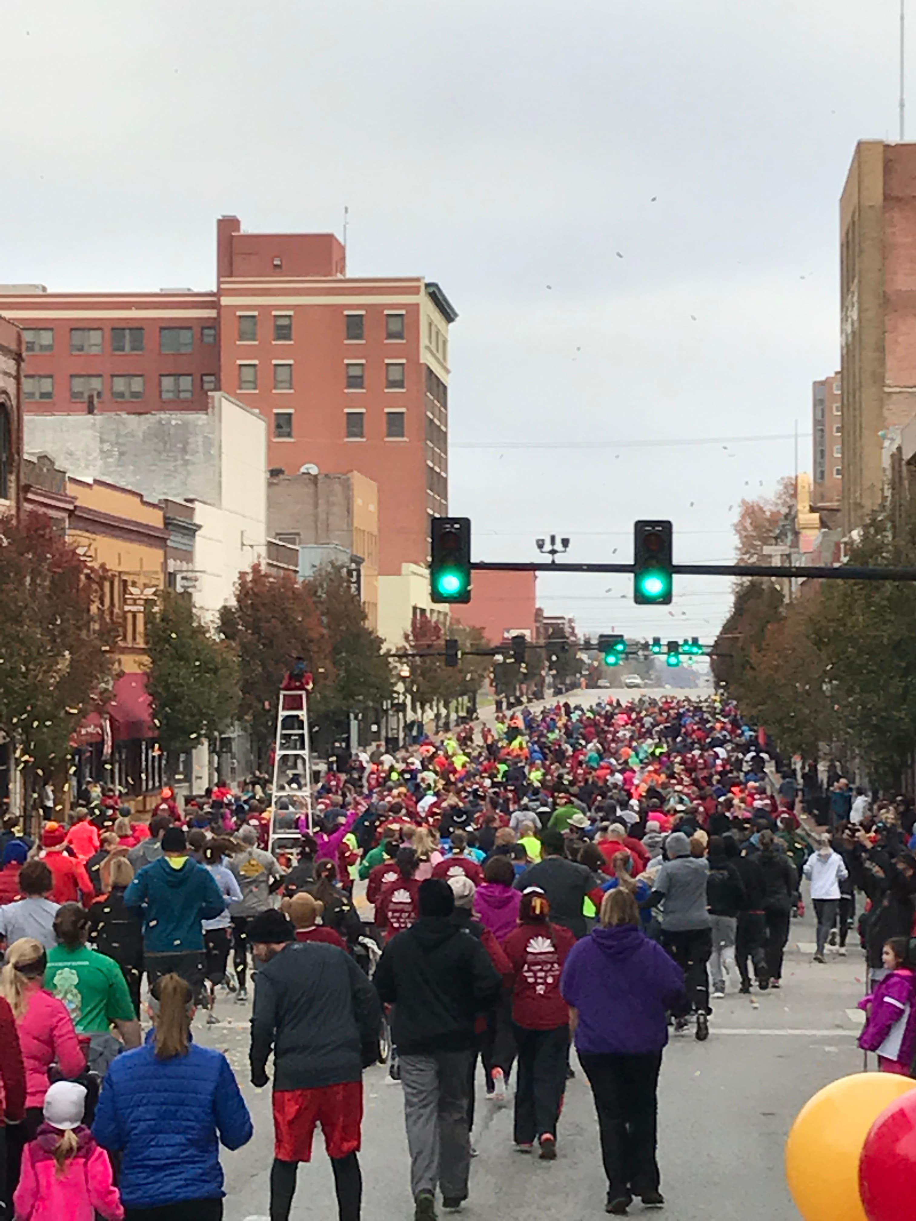 Runners fill Main Street in downtown Joplin at a Runaround Racing event.